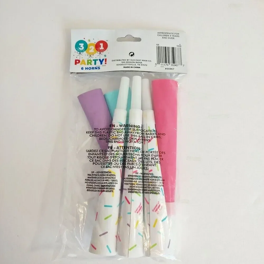 321 Party Favors 6 Horns Pastel Colors 11